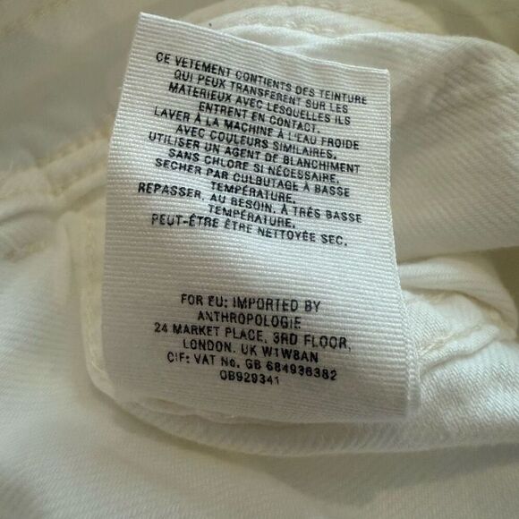 Anthropologie White Crop Barrel Leg Pants Size 28 - Picture 6 of 6